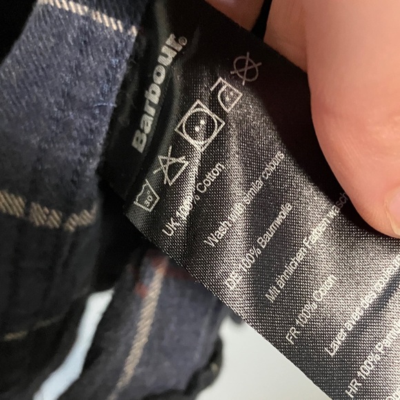 Barbour Classic Tartan Plaid Flannel Dark Checkered Tailored Fit Shirt - Picture 5 of 7